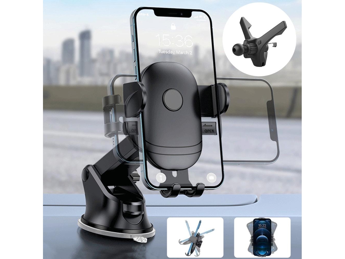 Soporte Para Teléfono Móvil Para Coche Con Ventosa De Ventilación, Giratorio 360° Para Smartphones