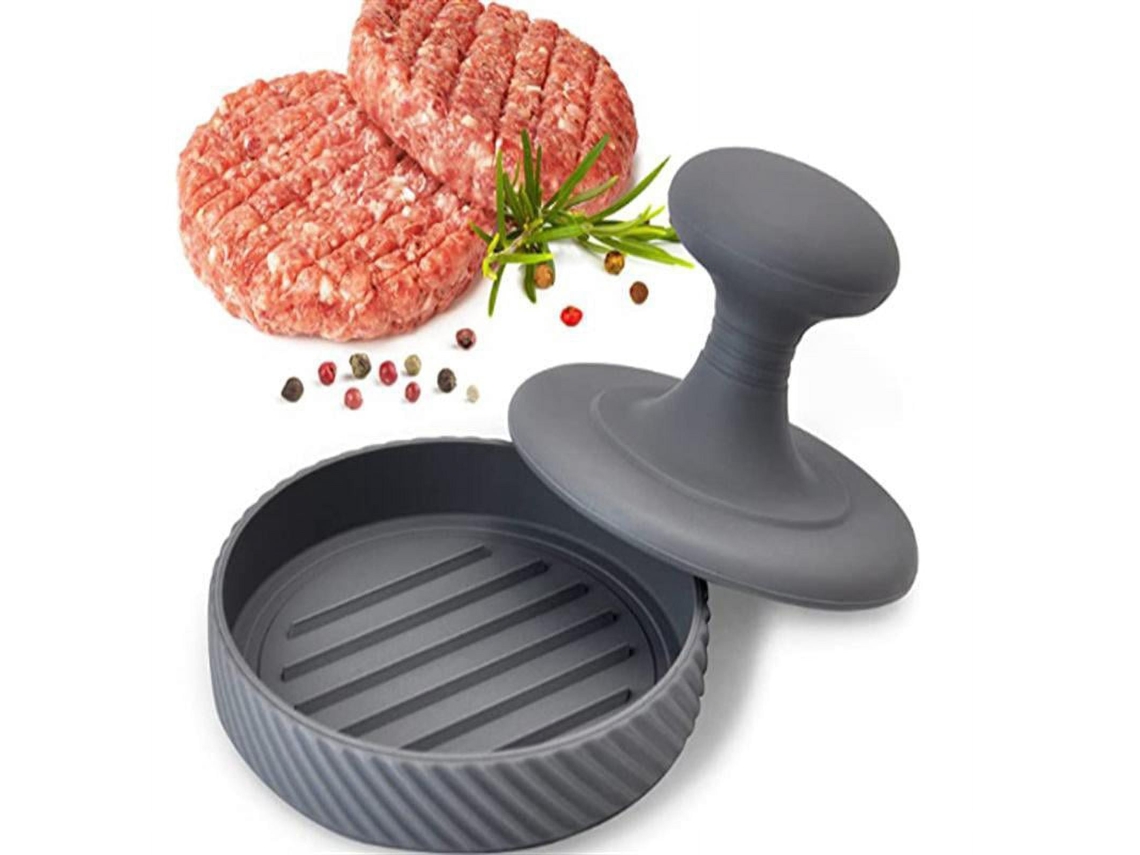 Prensa Para Hamburguesas De Silicona Apta Para Uso Alimentario, Antiadherente Y Fácil De Limpiar.