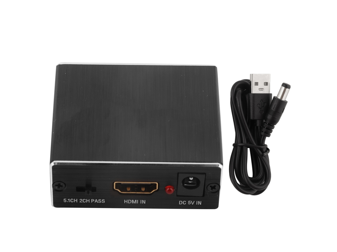 Adaptador Extractos De Áudio Hdmi Para Hdmi Óptico Spdif 3.5mm Metal Preto 4k X 2k Profissional