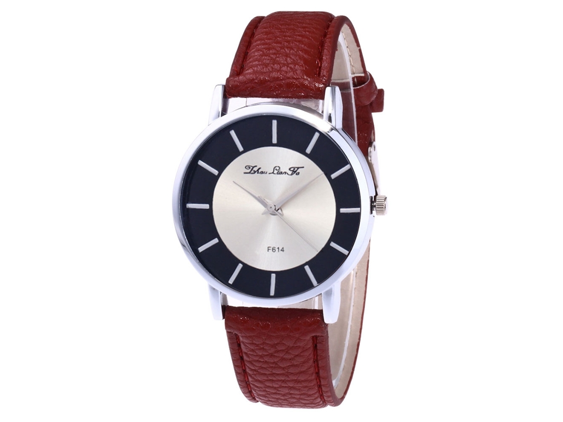 Reloj De Pulsera Masculino De Cuarzo Con Correa De Pu, Dial Redondo, Moda (café)