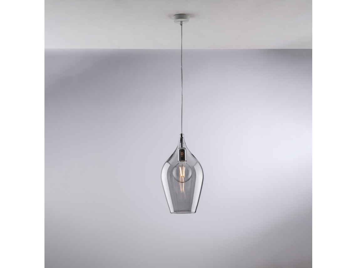 Ares - Suspensión De Hierro Con Cristal Pyrex Gris 1 Luz 142 - Ø20 - Bl273-s1-gr