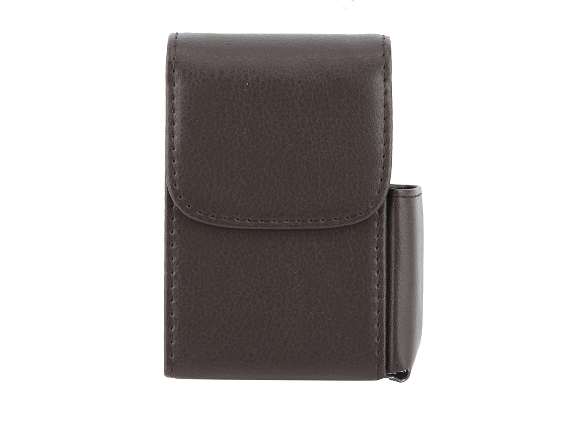 Estojo Para Cigarros De Couro Pu Com Porta-isqueiro, Acessório Para Fumantes, Estilo Elegante E Portátil