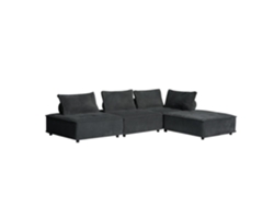 Sofá rinconera 4 plazas gris oscuro STAVA CONCEPT U