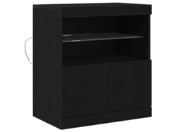 Aparador | Vitrina buffet con iluminación LED negra, 60,5 x 37 x 67 cm, Madera tratada