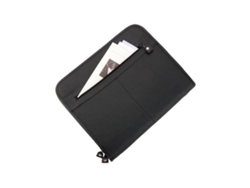Estuche de escritura Alassio Milano, DIN A4, de piel, negro, con bolsillo para bloc de notas A4, adicional Jüscha (30013)