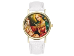 Reloj De Pulsera Unisex De Cuarzo Con Correa De Pu Y Dial Redondo Patrón Figura (blanco)
