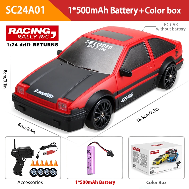 Coche RC Ae86 124 Drift Racing 4x4 2.4g Eléctrico con Control Remoto Aeuzwr