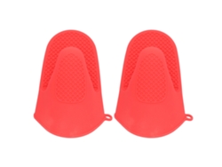 Manoplas de silicona para horno, tamaño mini, color rojo, con aislamiento térmico para una cocción segura. Su diseño de parrilla garantiza un agarre firme.