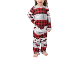 Conjunto de pijama navideño Rebe para toda la familia, manga larga, talla infantil 4-5 años, rojo/gris