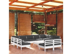 Conjunto de jardín DKD Home Decor de 12 piezas con cojines de pino macizo blanco