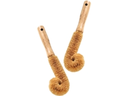 Cepillo De Madera Multiusos De 2 Piezas Para Limpiar Fácilmente Tazas Y Botellas Con Mango.