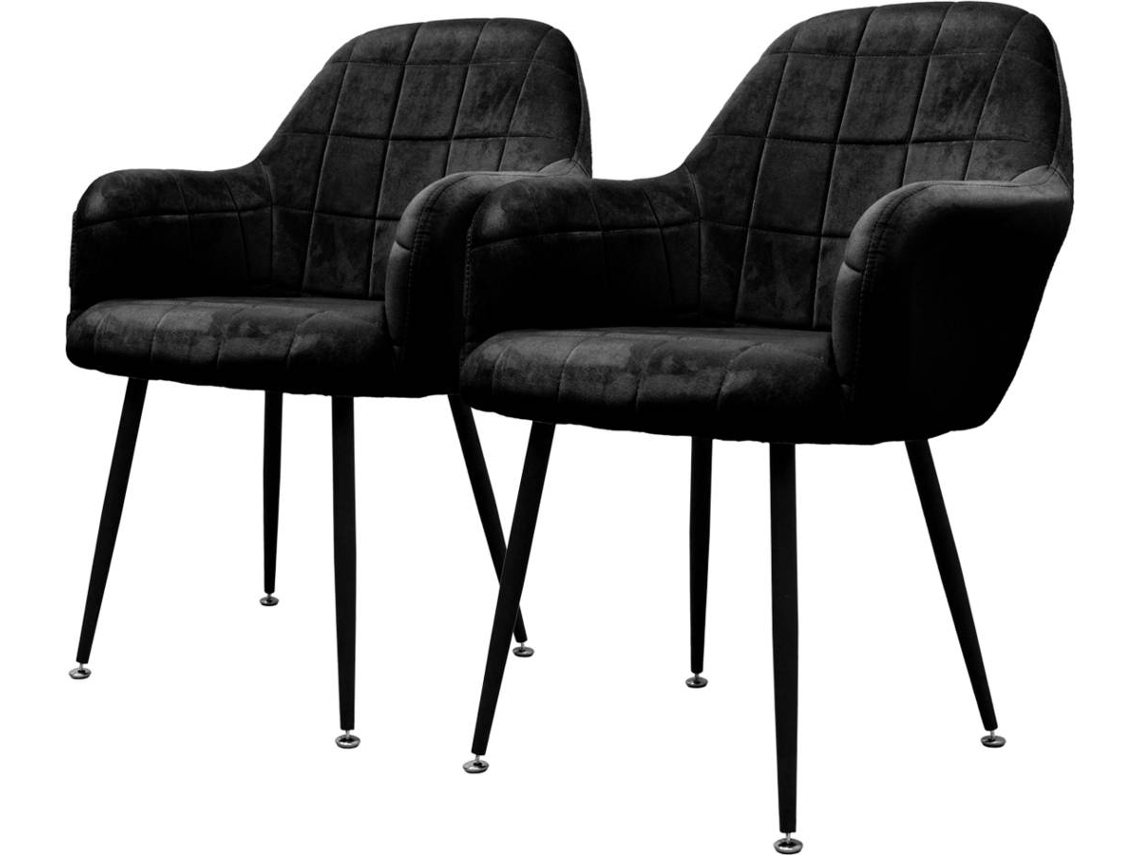 Conjunto de 2 Sillas de Comedor ECD 23 Negro (Microfibra, Metal - 58x43x83 cm)