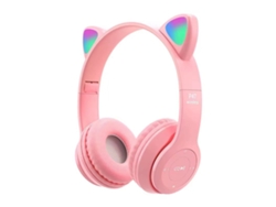 Auriculares Bluetooth True Wireless CHRUI Auriculares Gaming Cat Ear Luces Led Rosa