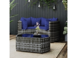 Conjunto de jardín de 4 piezas DKD Home Decor con cojines de mimbre gris