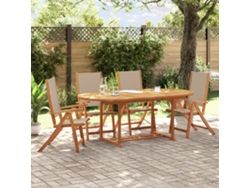 Juego de comedor de jardín de 5 piezas de acacia maciza y textilene Dkd Home Decor