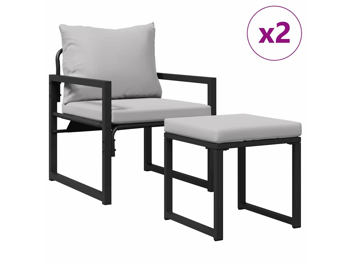 Maison Exclusive - Muebles De Jardín Con Cojín 4 Pcs Gris Claro Poliéster