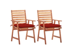 Sillas de comedor de jardín de dos piezas DKD Home Decor con cojines de acacia maciza