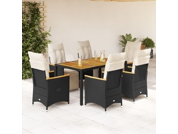 Conjunto de bistró de jardín de 7 piezas DKD Home Decor con cojines de mimbre negros