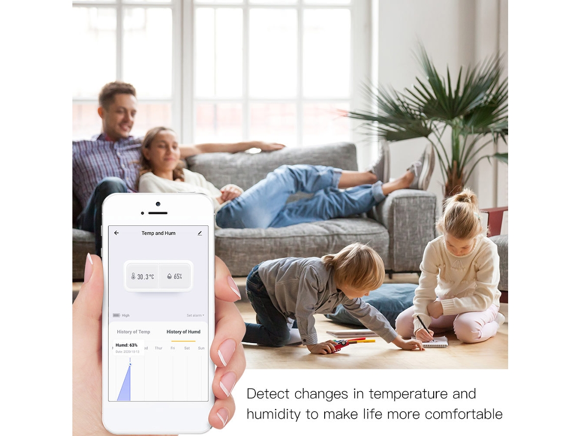 2026-sensor Inteligente De Temperatura Y Humedad Wifi Zigbee Con Datos Históricos 30 Días Compatible Con Alexa