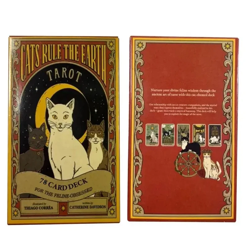 Cartas Del Tarot "los Gatos Dominan La Tierra" (78 Cartas) Cartas Del Oráculo (versión En Inglés) Tablero De Juego De Adivinación