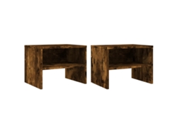 Juego de 2 mesitas de noche de madera de roble ahumado MAISON EXCLUSIVE (40x30x30 cm)