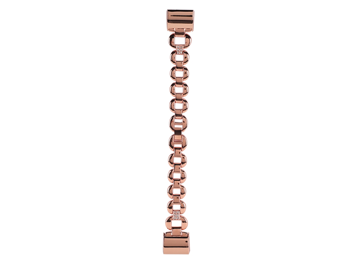 Pulsera Para Reloj Fitbit Charge2, Anillo Grande Con Diamantes, Material Metálico, Correa De Brazalete Inteligente De Moda En Oro Rosa