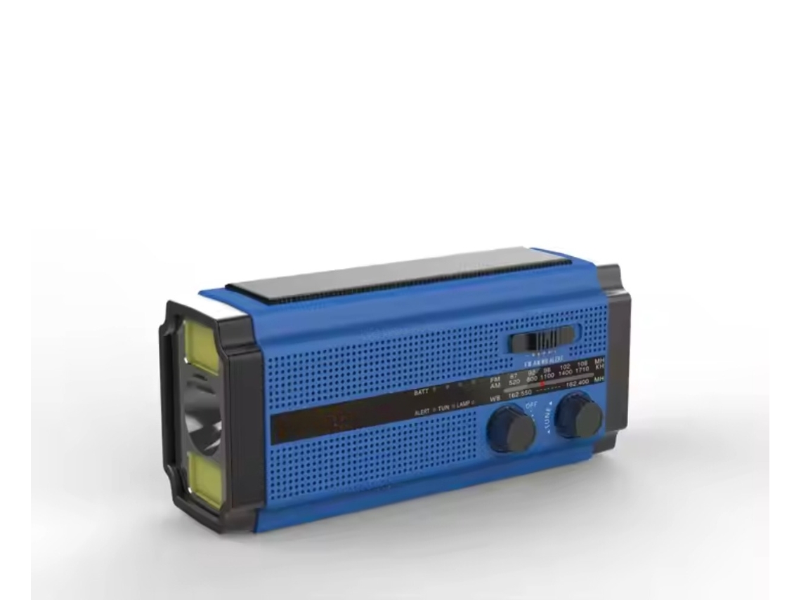 Radio solar con manivela de emergencia de 5000 mAh y 5 modos de energía Chrui (azul)