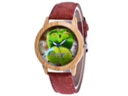 Reloj De Pulsera De Moda Con Esfera De Cara Sonriente Y Correa De Cuero (café Oscuro)