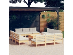 Conjunto de jardín de 13 piezas con cojines de pino crema DKD Home Decor