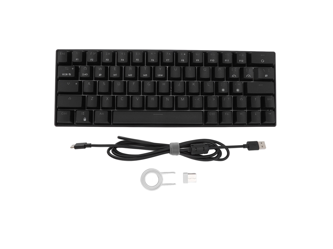 Teclado Mecânico 64 Teclas Rgb Sem Fio 2.4g Bt3.0 5.0 Com Fio Type C Switch Marrom Preto Ergonomico