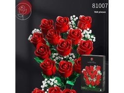 Juego de bloques de construcción creativos con ramo de rosas romántico, adorno de mesa, material plástico pequeño Mdug