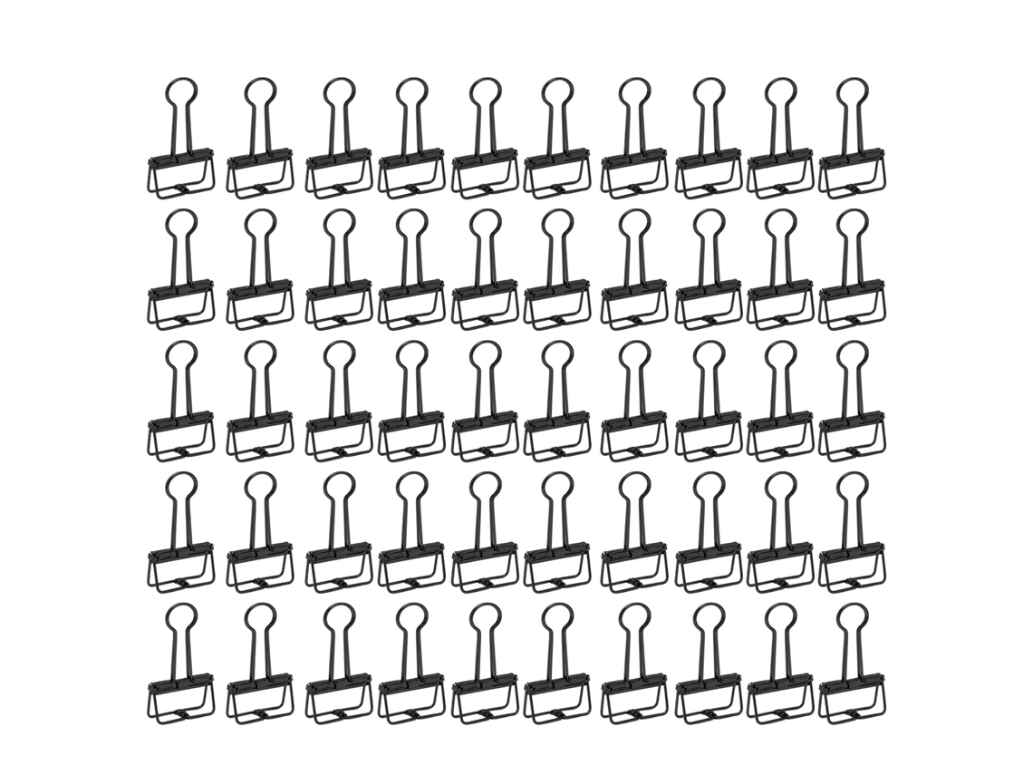 50 Clips Metálicos Huecos Con Forma De Esqueleto Para Carpetas De Documentos/papeles, Color Negro, 32 Mm
