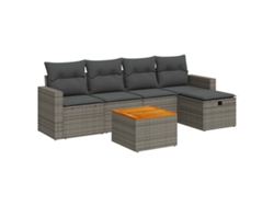 Conjunto 6 De Sofá De Jardín VIDAXL Gris Poli Ratán