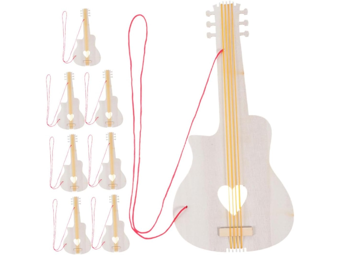 Kit de pintura DIY con 8 guitarras de madera para niños.