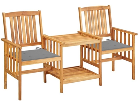 Conjunto muebles bistro VIDAXL Gris Madera de acacia (159x61x92 cm)