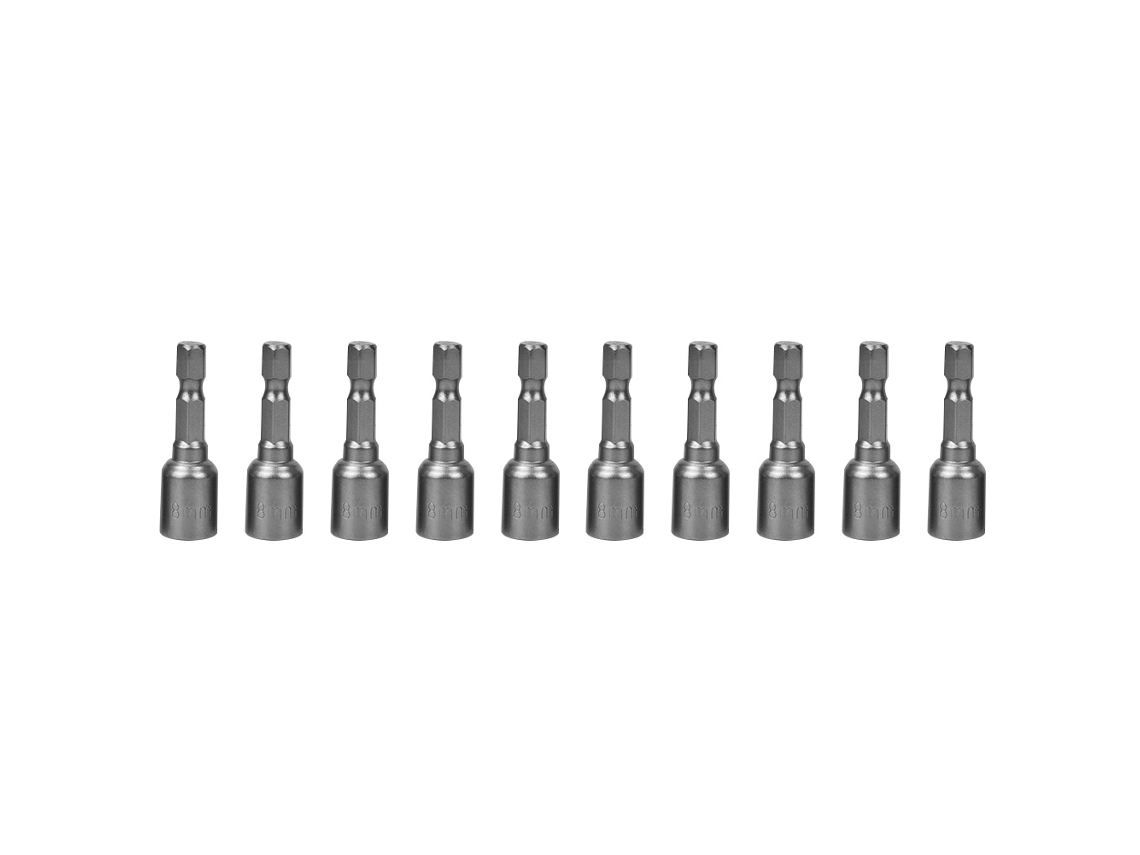 10 Unidades De Puntas Hexagonales Magnéticas De 8 Mm Para Taladro, Acero Cromo-vanadio.