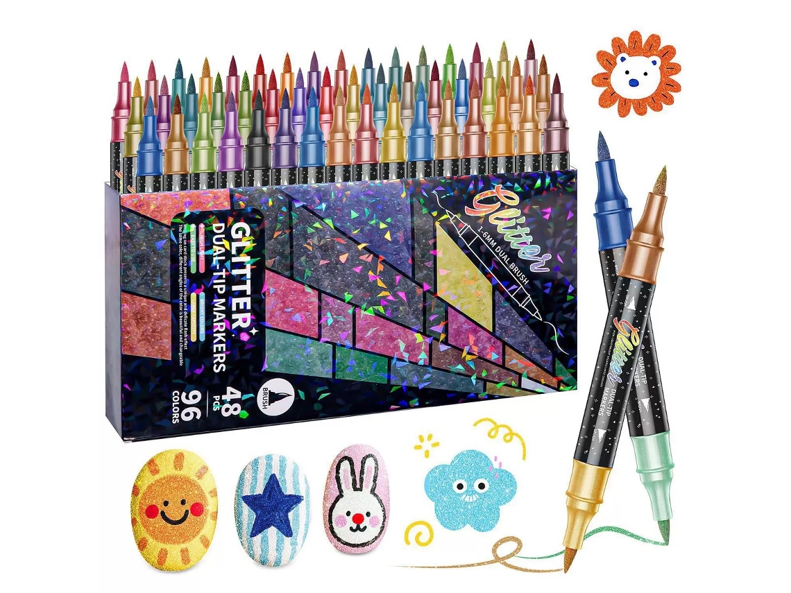 Marcadores metálicos con purpurina, ideales para manualidades, dibujo y escritura, paquete de 48 unidades Hexinyigjly