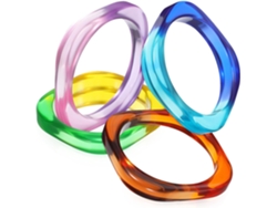 Conjunto De 4 Pulseiras Largas Em Acrílico Transparente Com Degradê Nas Cores Roxo, Verde, Azul E Laranja.