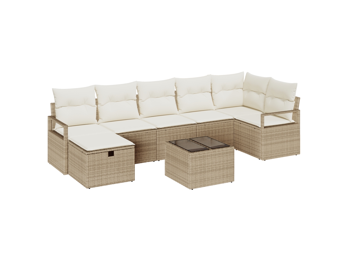 Conjunto de sofá de jardín Vidaxl de 8 piezas con cojines en ratán sintético beige