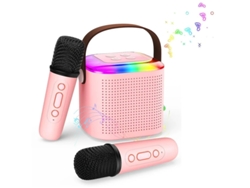 Mini máquina de karaoke para niños y adultos con altavoz portátil Bluetooth 5.3, máquina de karaoke con 2 micrófonos inalámbricos para Fe Yizhood