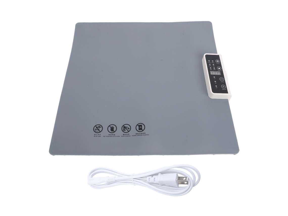 Bandeja Calefactora Eléctrica, De Silicona Enrollable, 5 Niveles De Temperatura, Temporizador (1h/2h/4h), Enchufe Estadounidense, 110v, Gris.