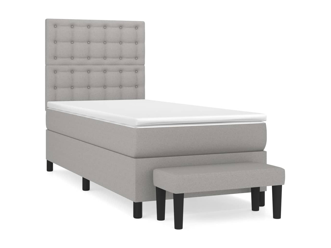 Maison Exclusive - Cama Box Spring Con Colchón Tela Gris Claro 90x200 Cm