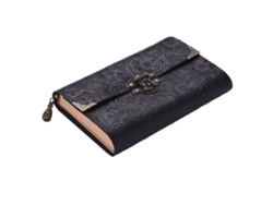 Libreta De Viaje De Piel Suave, Estampado A Mano, Candado Y Llave, Diario, Papel Marrón Oscuro*.