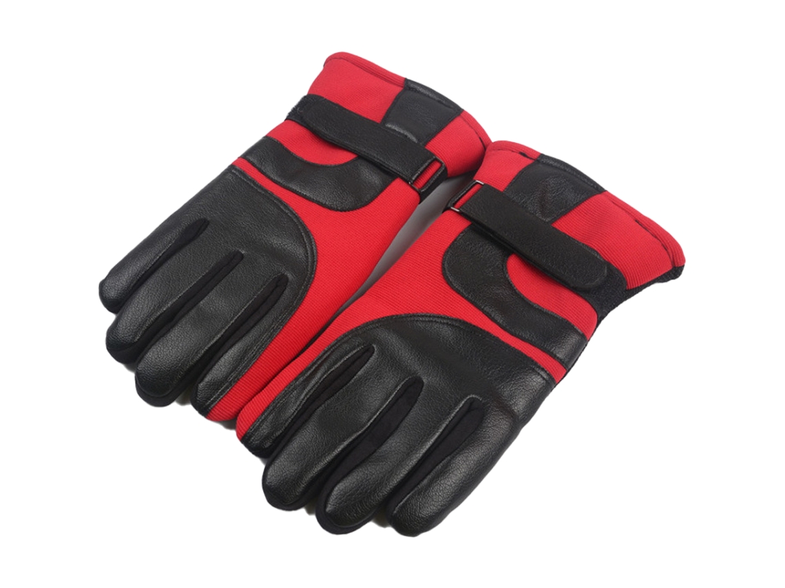 Guantes de esquí de invierno para hombre, de cuero, con pantalla táctil y terciopelo grueso para conducir motocicletas.