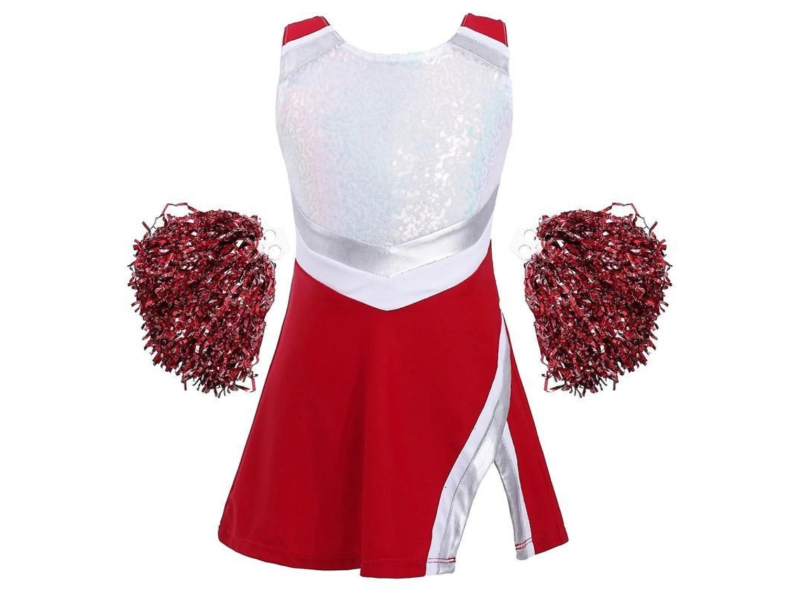 2026-traje De Porrista Para Niñas Brillante Sin Mangas Con Pompoms
