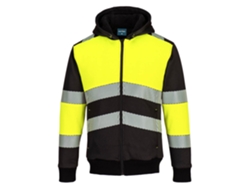 Sudadera con capucha de invierno Portwest Pw3 de alta visibilidad con cremallera / Naranja y negro / M