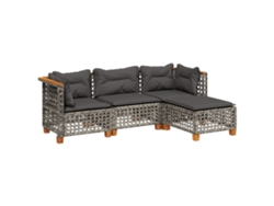 Maison Exclusive - Set De Sofás De Jardín 4 Pzas Y Cojines Ratán Sintético Gris