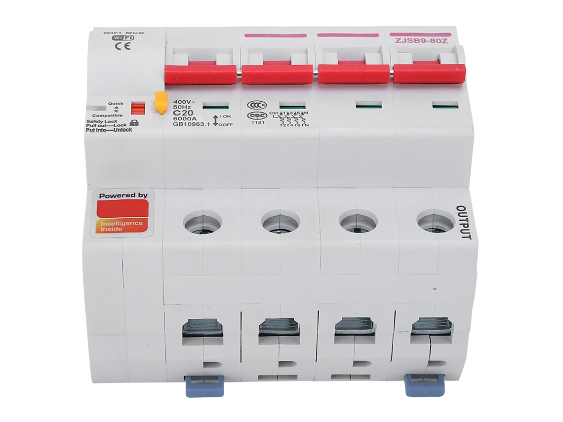 2026dz-Interruptor de circuito inteligente Wifi con control remoto por aplicación móvil Carcasa ignífuga Pa66-dsm Ac220v