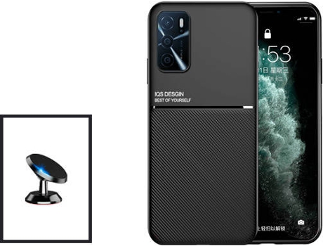 Kit Carcasa Trasera Magnética Anti Choque + Soporte Oppo A16 GIFT4ME Negro