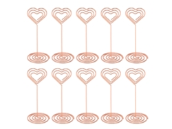 10 Soportes De Números De Mesa Corazón Capa Base Estable Metal Electrolítico Portatarjetas Para Boda Fiesta Oficina Oro Rosa